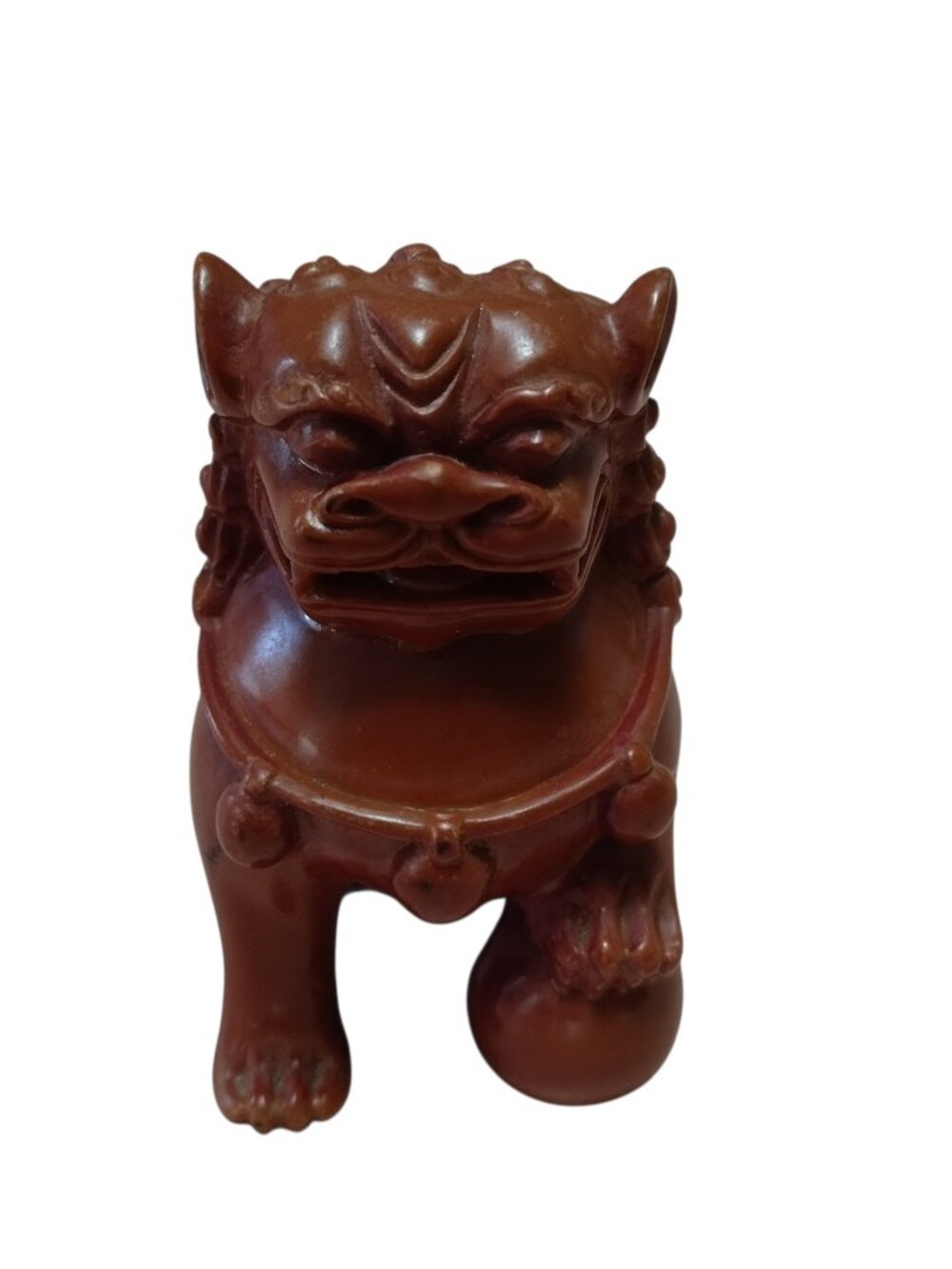 Vintage Red Resin Foo Dog 3" Figurines Feng Shui Guardian Lion Hand Carved